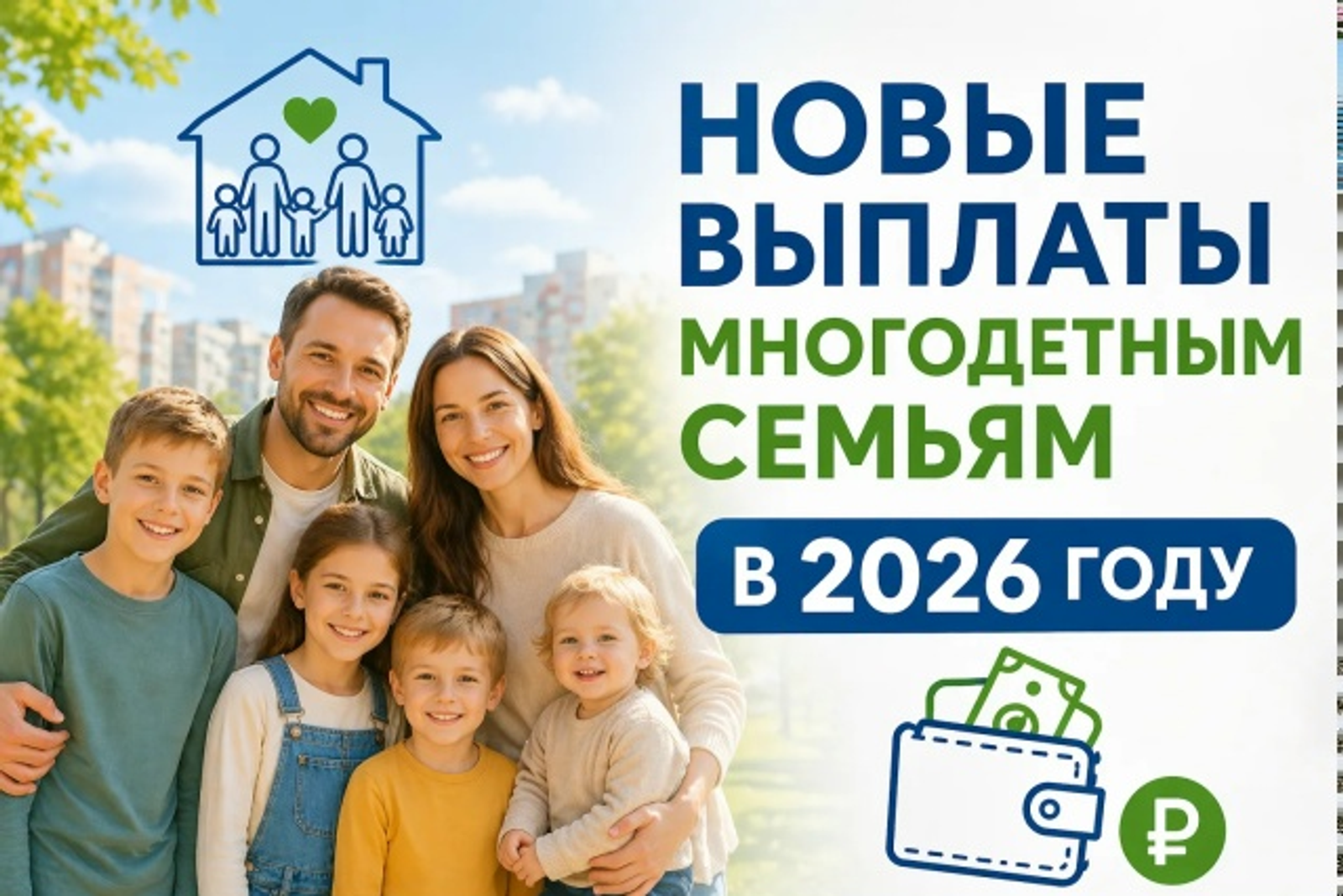 С 2026 года семьям с двумя и более детьми доступна новая выплата